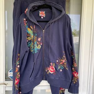 Johnny Was embroidered hoodie and joggers